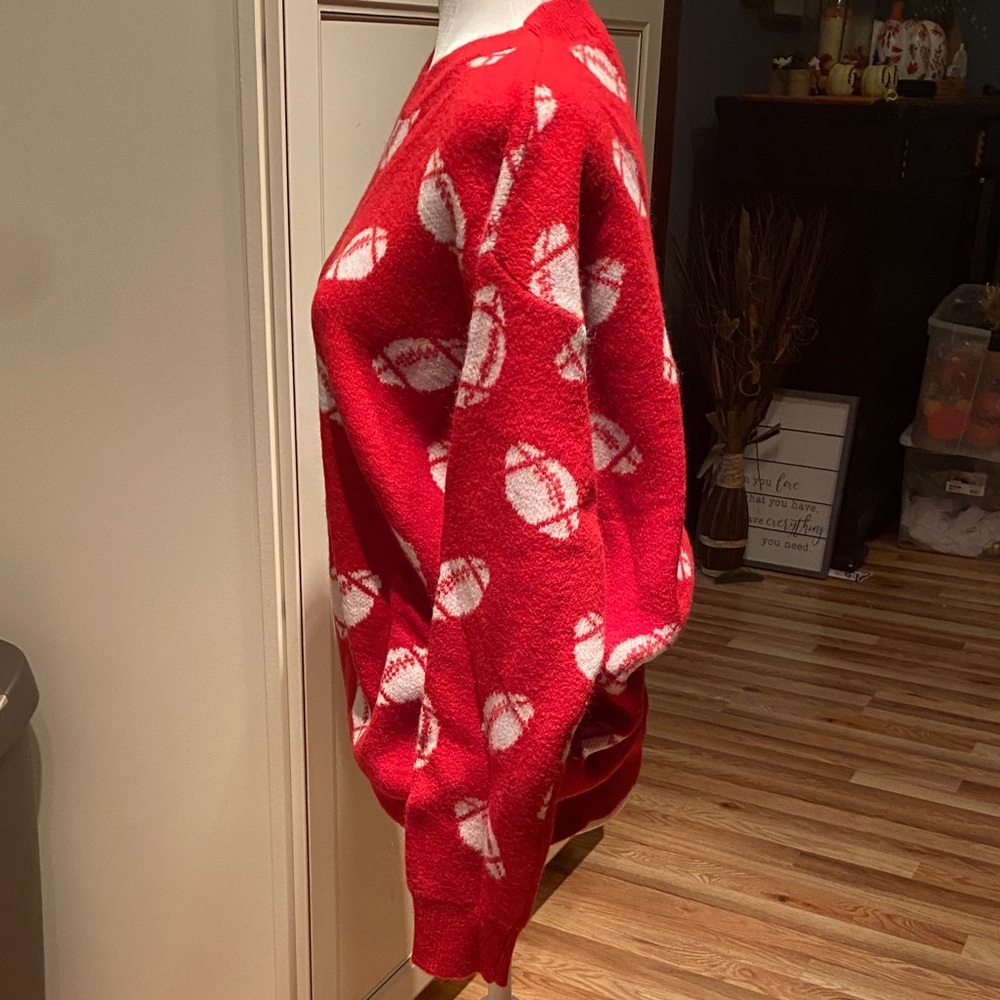 Red Football Pattern Sweater. NIB - Picture 2 of 4